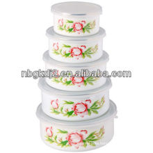 5pcs promotion enamel bowl with lovely decal